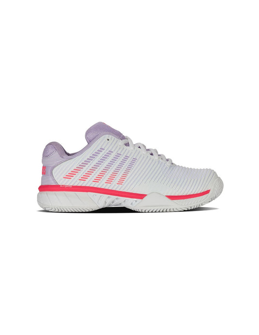 K-Swiss Hypercourt Express 2 Clay Dames - White/Orchid Petal/Neon Blaze